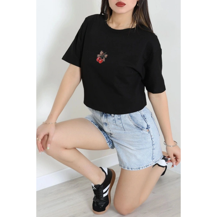 Baskılı Penye Tişört Siyahkiraz - 41305.0034.