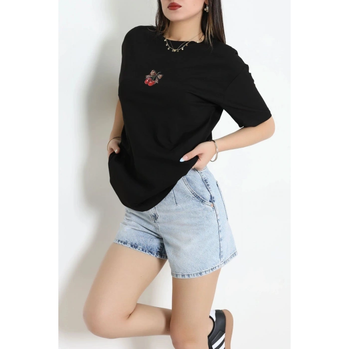 Baskılı Penye Tişört Siyahkiraz - 41305.0034.