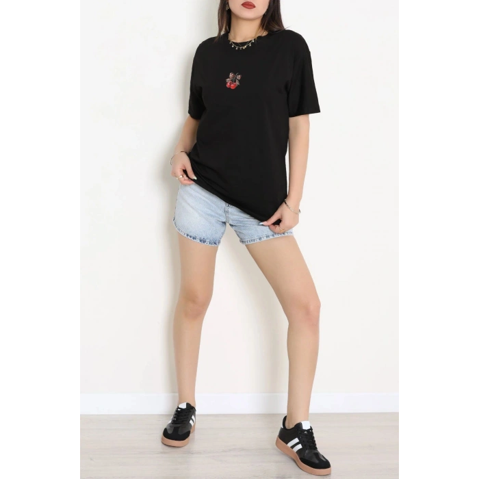 Baskılı Penye Tişört Siyahkiraz - 41305.0034.