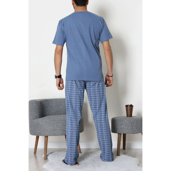 Baskılı Süprem Erkek Pijama Takımı İndigoekose - 70862.1961.