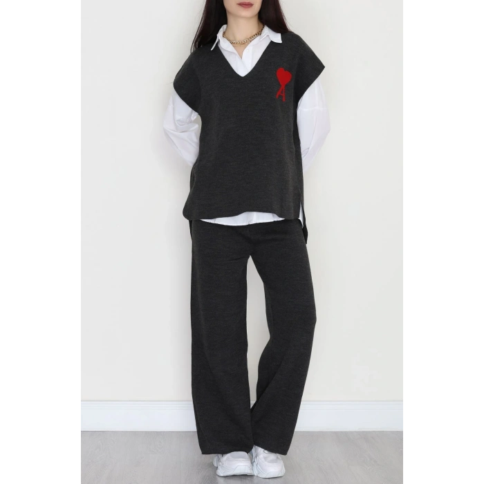 Baskılı Triko Takım Antrasit - 7109.1247.