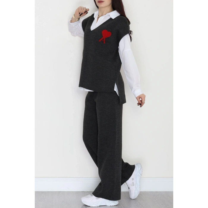 Baskılı Triko Takım Antrasit - 7109.1247.