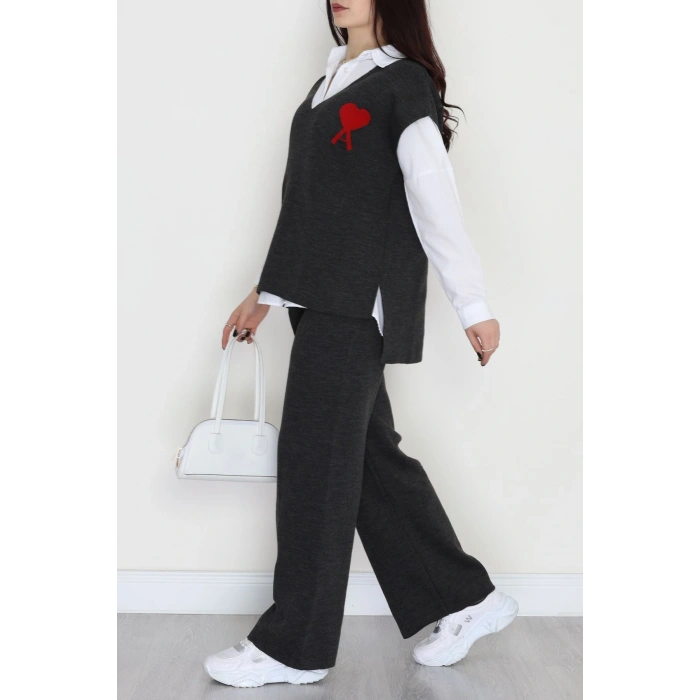 Baskılı Triko Takım Antrasit - 7109.1247.