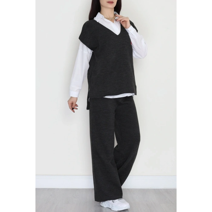 Baskılı Triko Takım Antrasit - 7109.1247.