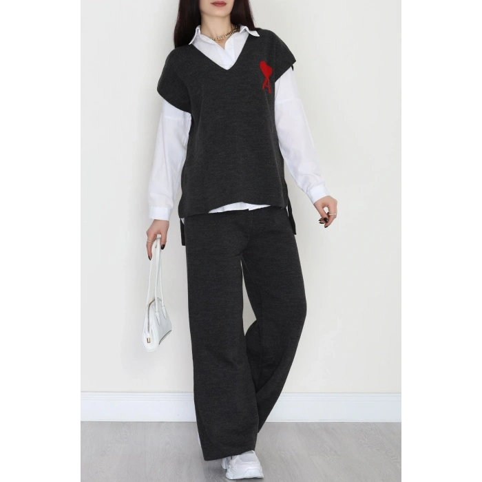 Baskılı Triko Takım Antrasit - 7109.1247.