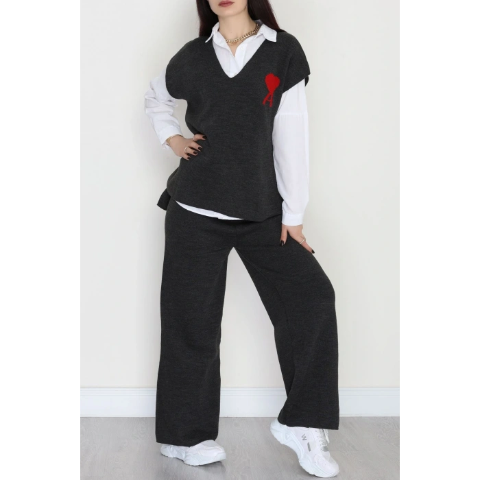 Baskılı Triko Takım Antrasit - 7109.1247.