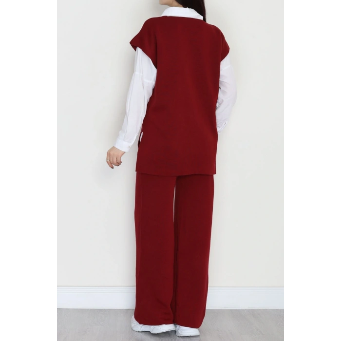 Baskılı Triko Takım Bordo - 7109.1247.
