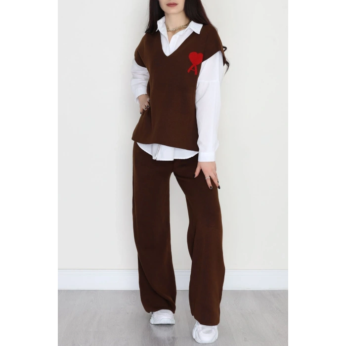 Baskılı Triko Takım Kahve - 7109.1247.