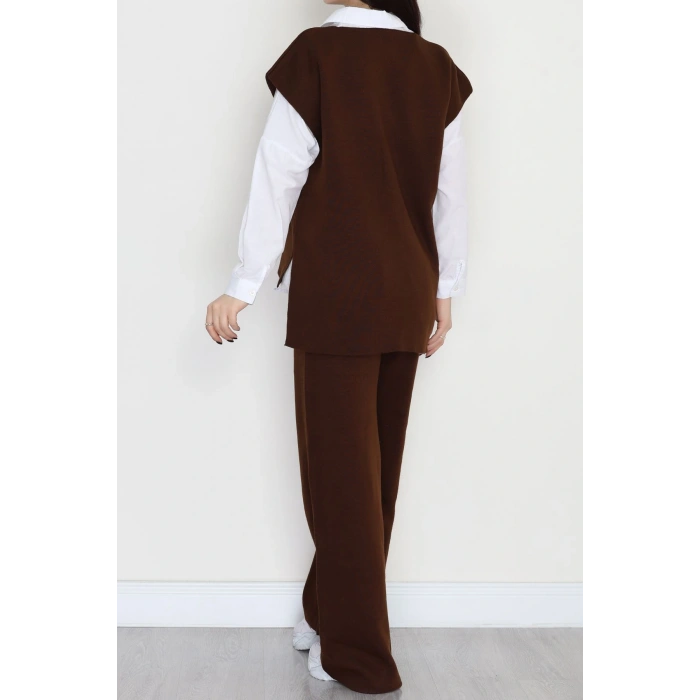 Baskılı Triko Takım Kahve - 7109.1247.