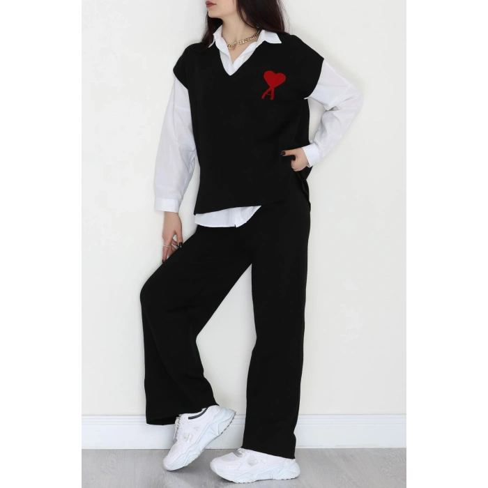 Baskılı Triko Takım Siyah - 7109.1247.