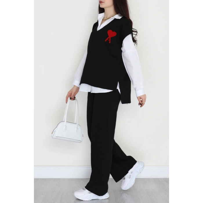 Baskılı Triko Takım Siyah - 7109.1247.