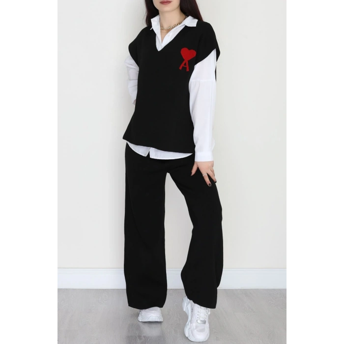 Baskılı Triko Takım Siyah - 7109.1247.