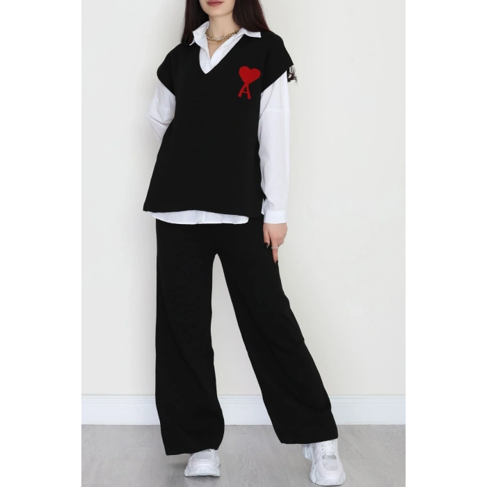 Baskılı Triko Takım Siyah - 7109.1247.