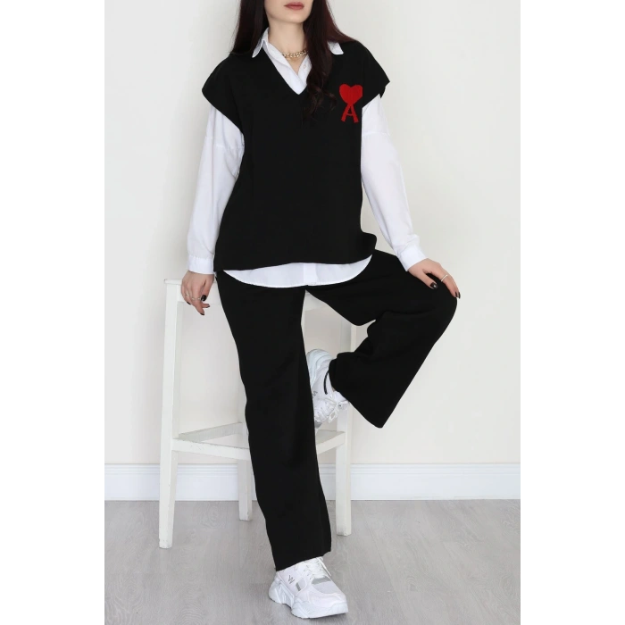 Baskılı Triko Takım Siyah - 7109.1247.