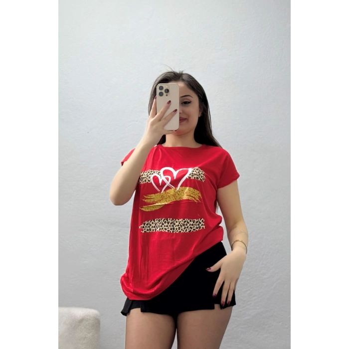 Baskılı Viskon Bluz Kırmızı - 70646.599.