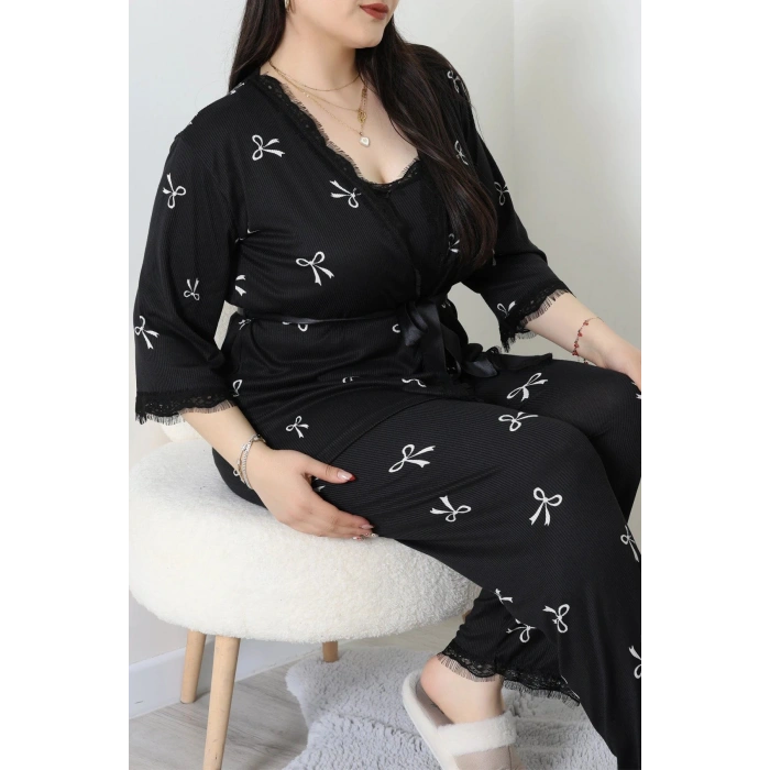 Battal 3Lü Pijama Set Beyazfiyonk - 163.1287.