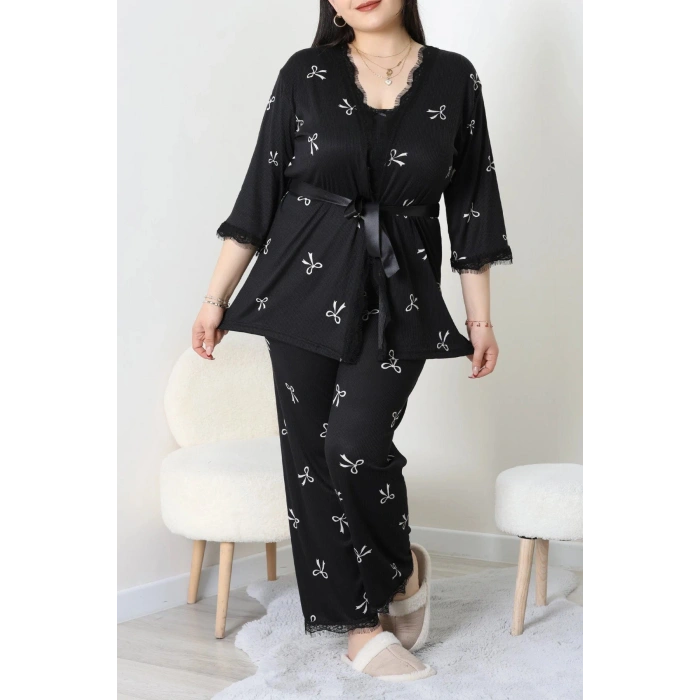 Battal 3Lü Pijama Set Beyazfiyonk - 163.1287.