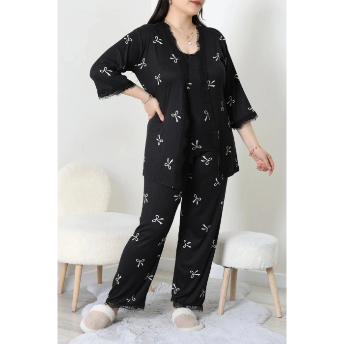 Battal 3Lü Pijama Set Beyazfiyonk - 163.1287.