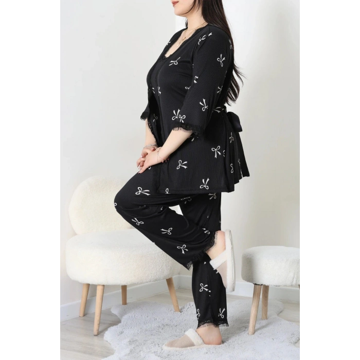 Battal 3Lü Pijama Set Beyazfiyonk - 163.1287.