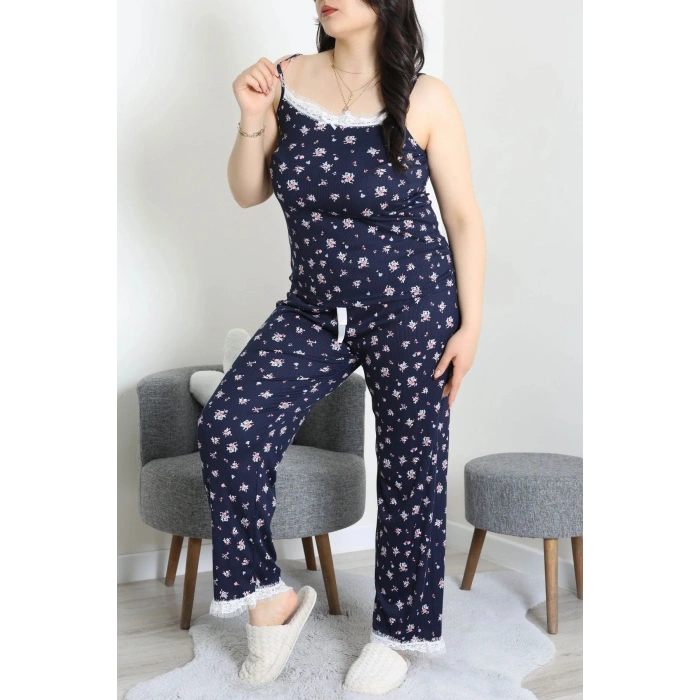 Battal 3Lü Pijama Set Lacivert - 163.1287.