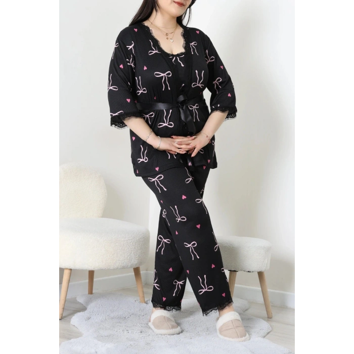 Battal 3Lü Pijama Set Pembefiyonk - 163.1287.