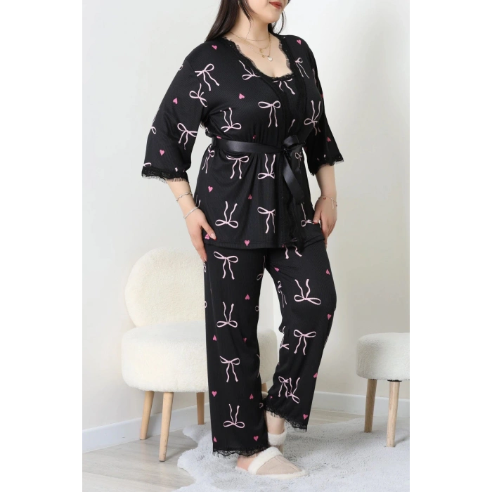 Battal 3Lü Pijama Set Pembefiyonk - 163.1287.