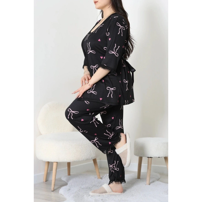 Battal 3Lü Pijama Set Pembefiyonk - 163.1287.
