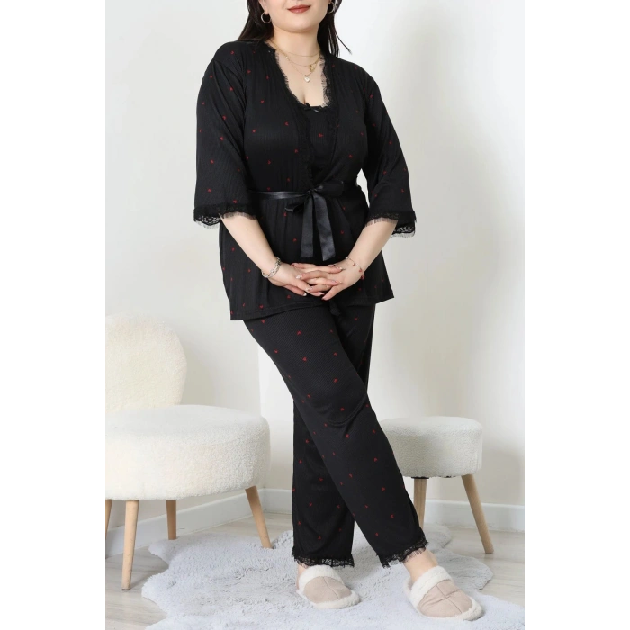Battal 3Lü Pijama Set Siyahkalp - 163.1287.