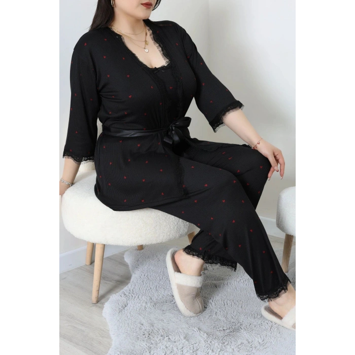 Battal 3Lü Pijama Set Siyahkalp - 163.1287.