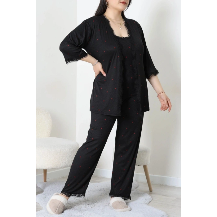 Battal 3Lü Pijama Set Siyahkalp - 163.1287.