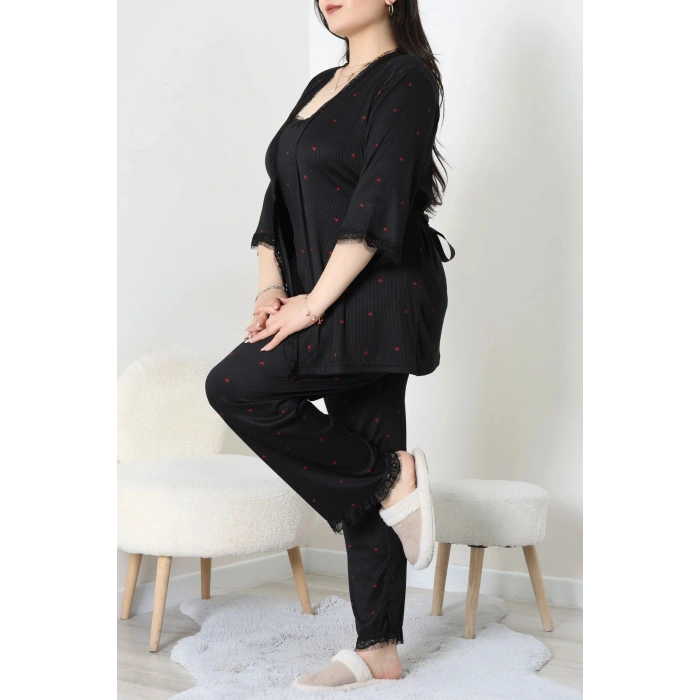 Battal 3Lü Pijama Set Siyahkalp - 163.1287.
