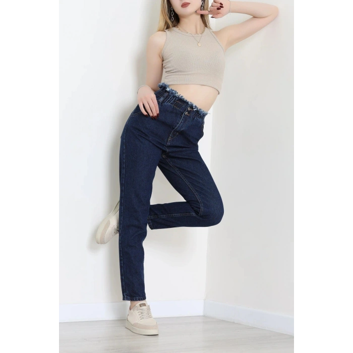 Bel Büzgü Ve Püskül Mom Jean Koyumavi - 405206.2141.