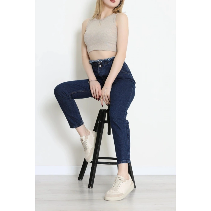 Bel Büzgü Ve Püskül Mom Jean Koyumavi - 405206.2141.