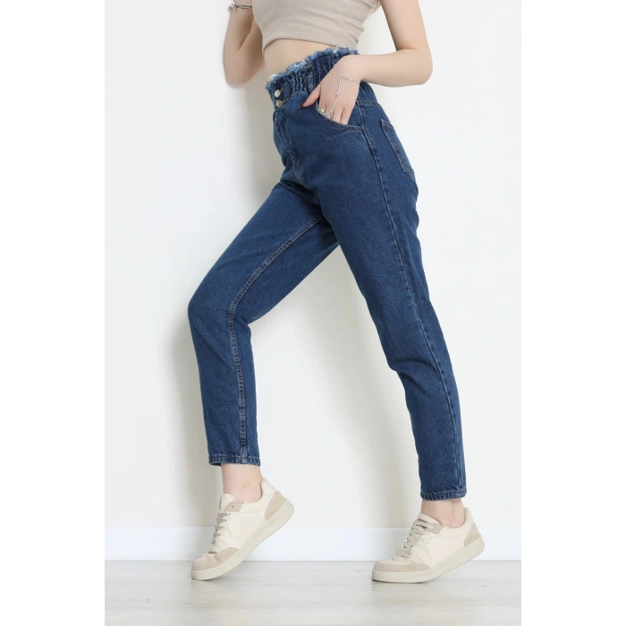 Bel Büzgü Ve Püskül Mom Jean Mavi - 405206.2141.