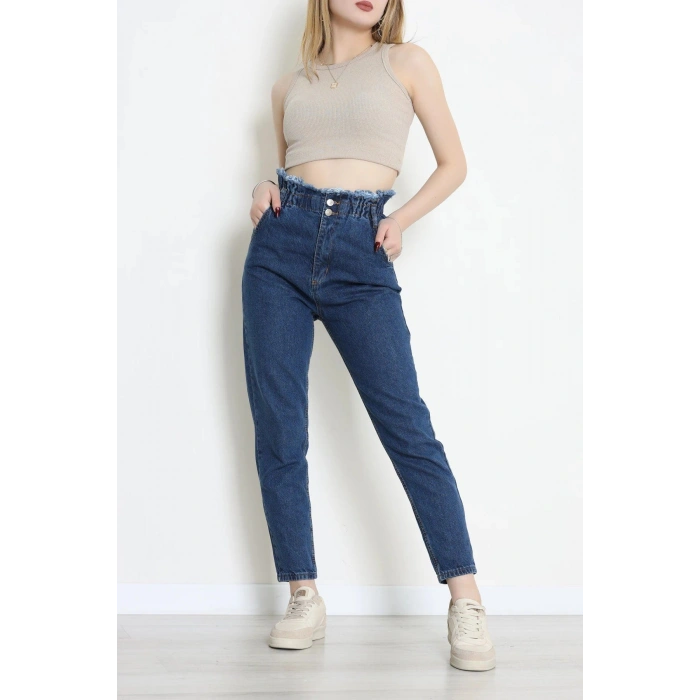 Bel Büzgü Ve Püskül Mom Jean Mavi - 405206.2141.