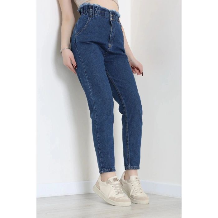 Bel Büzgü Ve Püskül Mom Jean Mavi - 405206.2141.
