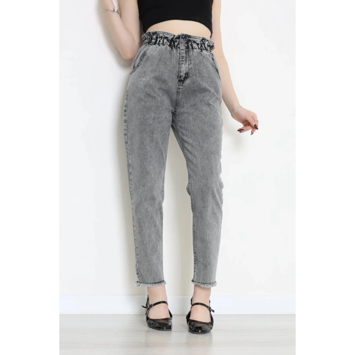 Bel Lastik Paça Püsküllü Mom Jean Karyıkama - 405221.2141.