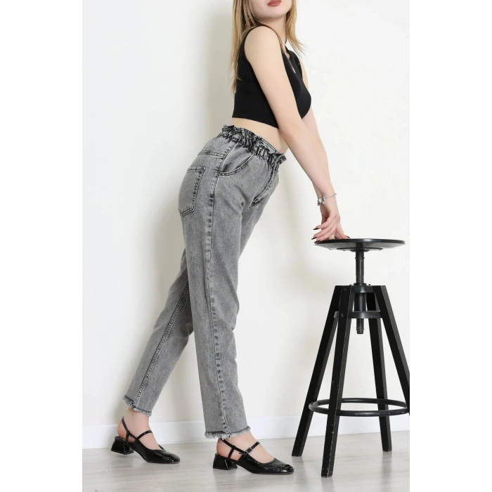 Bel Lastik Paça Püsküllü Mom Jean Karyıkama - 405221.2141.