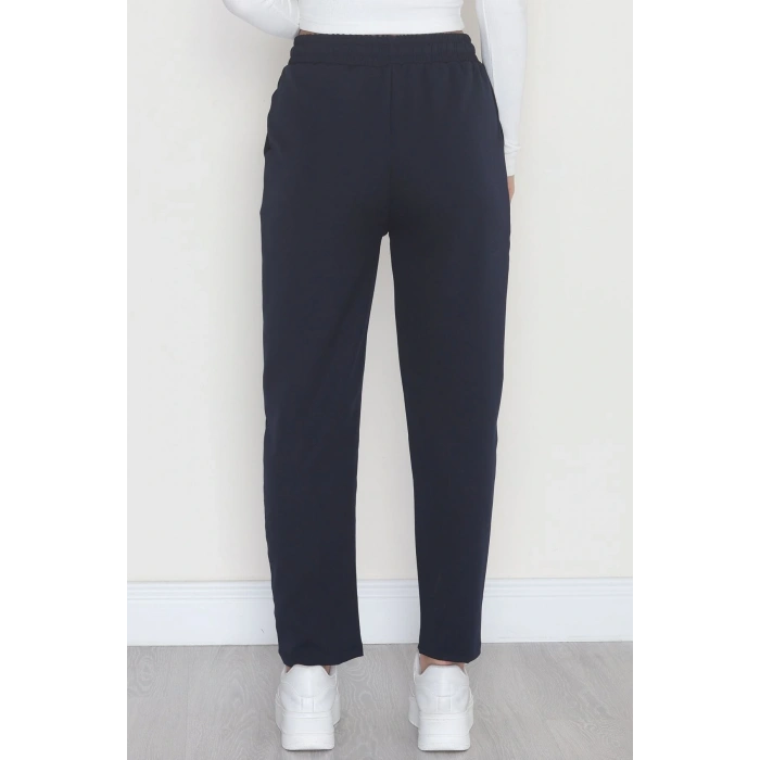 Bel Lastikli Dabıl Kumaş 180Gr Çımalı Pantolon Lacivert - 51057.1837.
