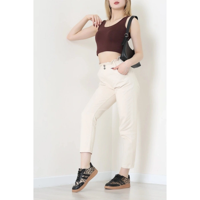Bel Lastikli Mom Jean Bej - 405353.2141.