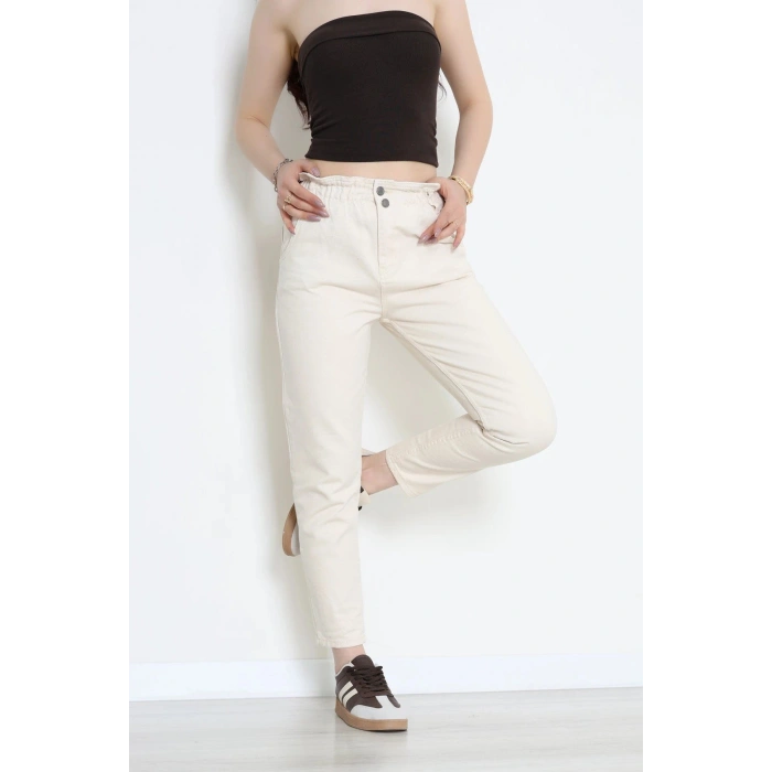 Bel Lastikli Mom Jean Krem - 405353.2141.