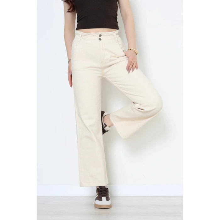 Bel Lastikli Palazzo Kot Pantolon Bej - 405354.2141.
