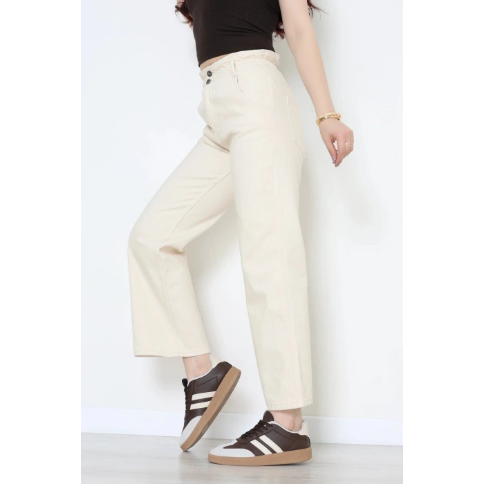 Bel Lastikli Palazzo Kot Pantolon Bej - 405354.2141.