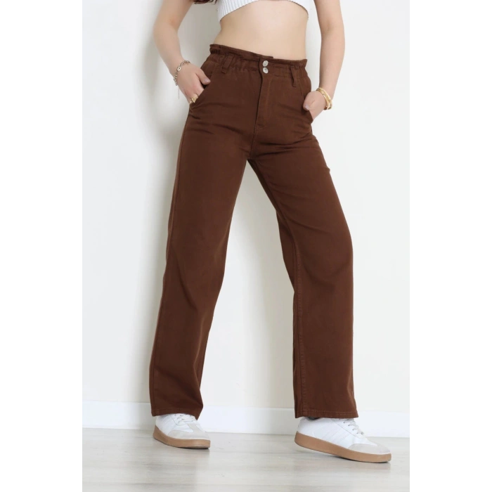 Bel Lastikli Palazzo Kot Pantolon Kahve - 405354.2141.
