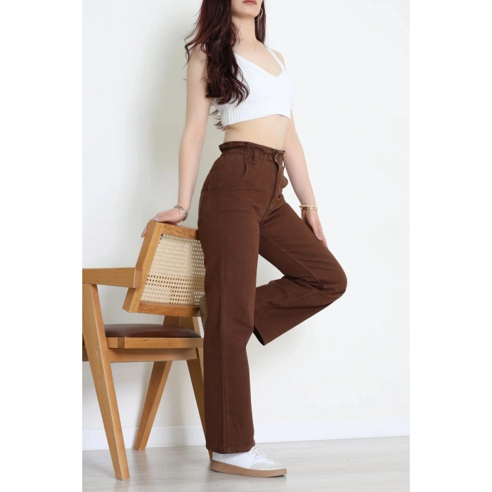 Bel Lastikli Palazzo Kot Pantolon Kahve - 405354.2141.