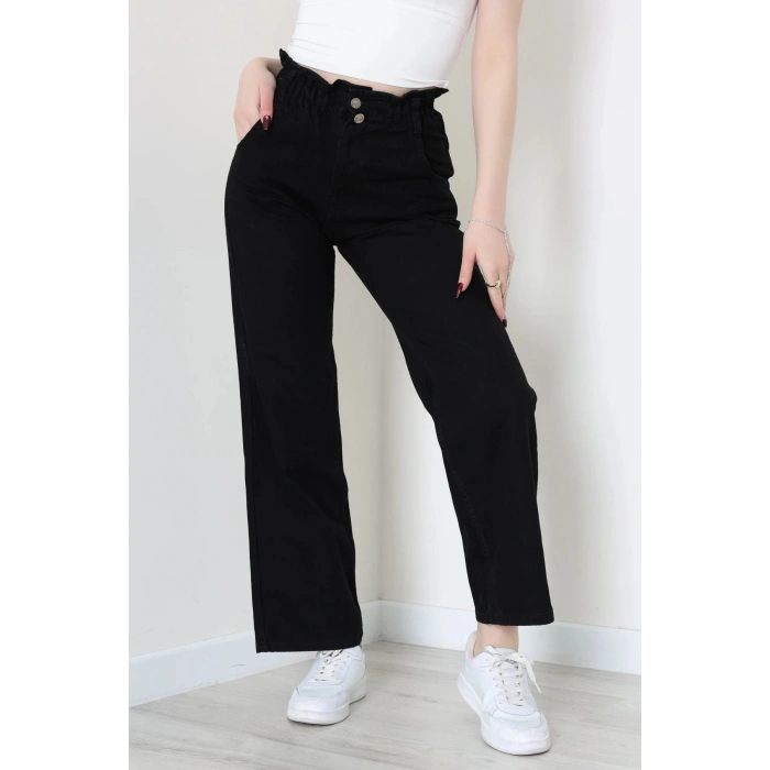 Bel Lastikli Palazzo Kot Pantolon Siyah - 405354.2141.