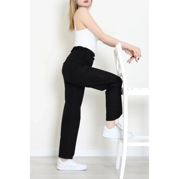 Bel Lastikli Palazzo Kot Pantolon Siyah - 405354.2141.