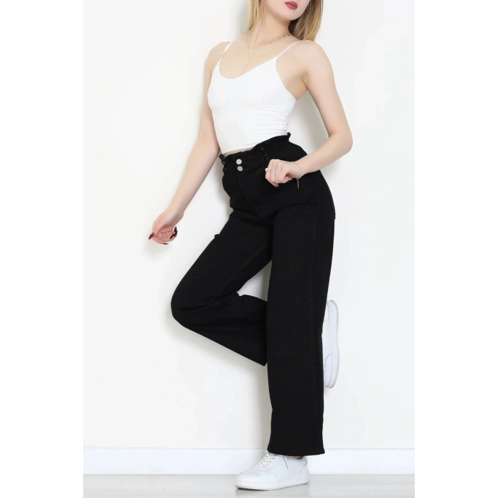 Bel Lastikli Palazzo Kot Pantolon Siyah - 405354.2141.