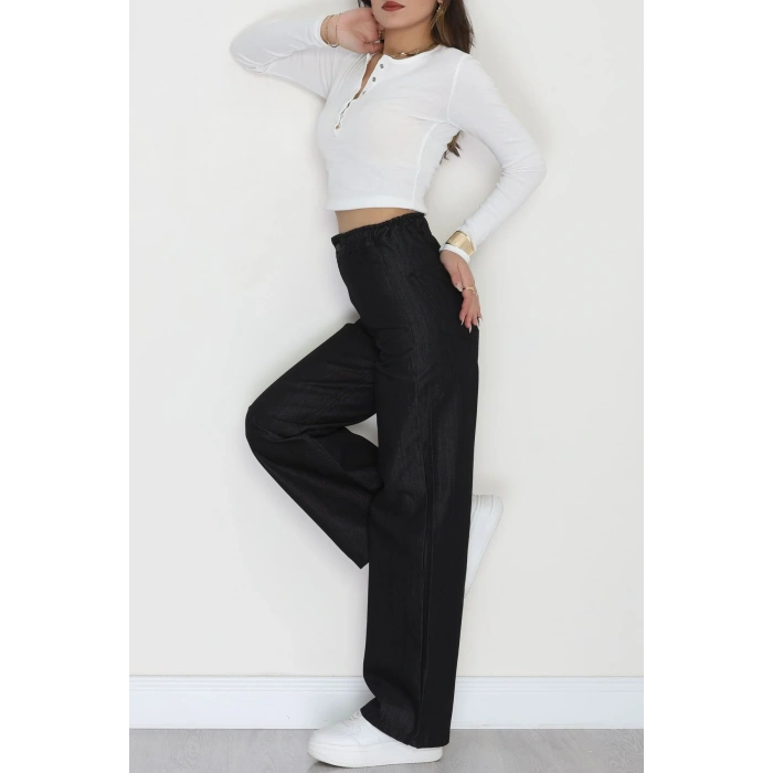 Bel Lastikli Palazzo Kot Pantolon Siyahçizgili - 42470.2088.