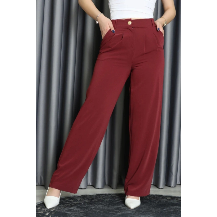 Bel Lastikli Pantolon Bordo - 70989.1347.